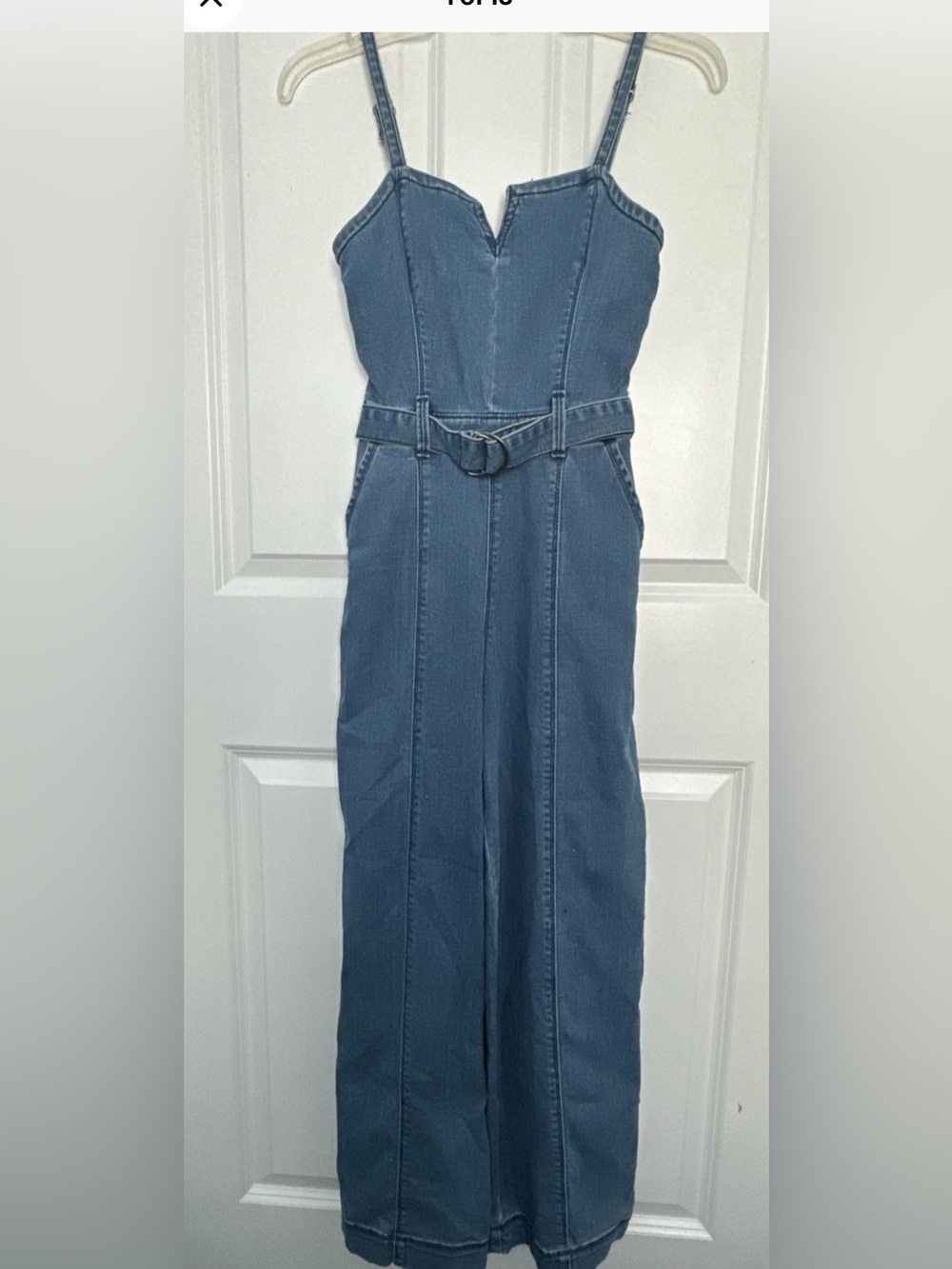 Hollister Medium Wash Denim Boot Cut Leg Jumpsuit Blue Smocked Back Size XS